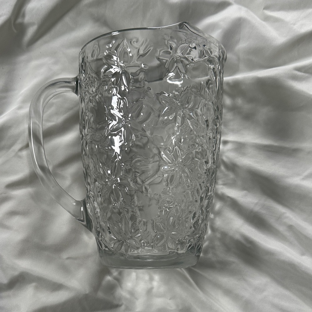 Princess House Embossed Glass Pitcher